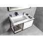 Salle de bain SKARA 100, tapis noir / tapis blanc