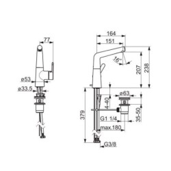 Hansa Designo - Robinet de lavabo avec vidage et bec orientable, chrome 51032283