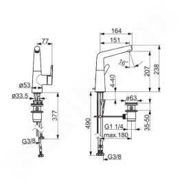 Hansa Designo - Mitigeur de lavabo pour chauffe-eau instantanés, avec vidage et bec pivotant, chrome 51211183
