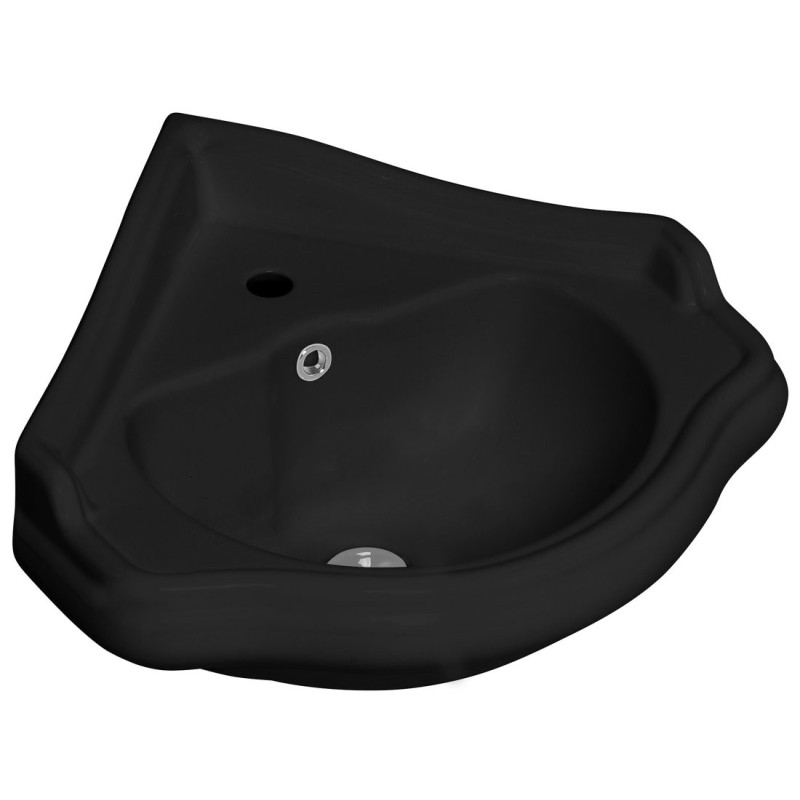 RETRO Corner Ceramic Washbasin 57,5x58cm, noir mat