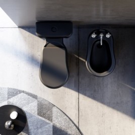 Salle de bains 38,5x72cm, P-trap, tapis noir