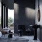 Salle de bains 38,5x72cm, P-trap, tapis noir