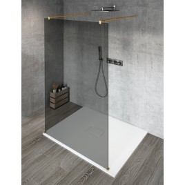 VARIO GOLD MATT Panneau en verre de douche de 1 pièce, verre fumé, 1200 mm