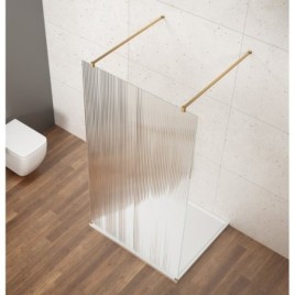VARIO GOLD MATT Walk-In Freestanding Shower Enclosure, verre nordique, 1400 mm