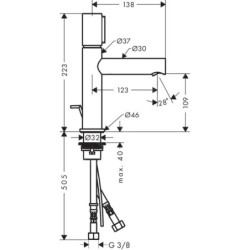 Axor Uno - Mitigeur de lavabo Select 110 avec vidage, nickel brossé 45010820