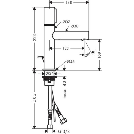 Axor Uno - Mitigeur de lavabo Select 110 avec vidage, nickel brossé 45010820