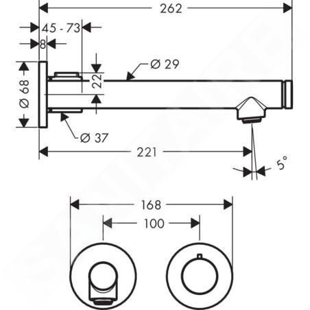 Axor Uno - Mitigeur de lavabo encastré Select 220, nickel brossé 45113820