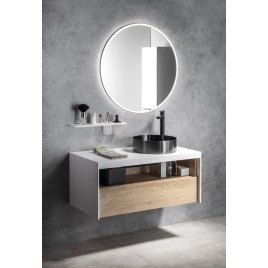 Salle de bain VIERA 100, alabama chêne / blanc mat
