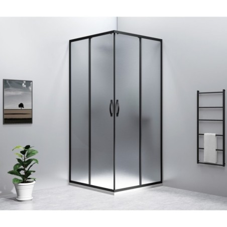 SIGMA SIMPLY BLACK Shower Enclosure, carré, 800x800 mm, Corner Entrance, verre brique