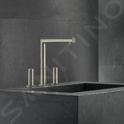 Axor Uno - Mitigeur de lavabo avec garniture de vidage et bec orientable, installation à 3 trous, nickel brossé 45133820
