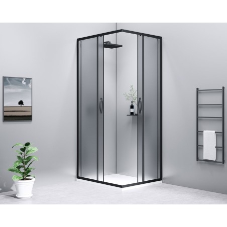 SIGMA SIMPLY BLACK Enveloppe de douche rectangulaire 900x800 mm, option L/R, Entrée de coin, verre brique