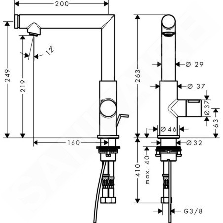Axor Uno - Mitigeur de lavabo Select 220 avec vidage, nickel brossé 45016820