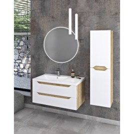 Salle de bain WAVE 90, gauche, blanc/oak Alabama