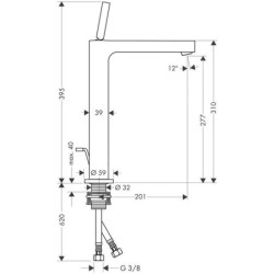 Axor Citterio - Mitigeur de lavabo avec vidage, chrome 39020000