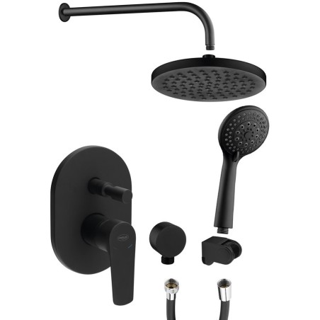 LOTTA Douche en béton Set avec un seul levier Mixer Tap, 2 Outlets, noir mat