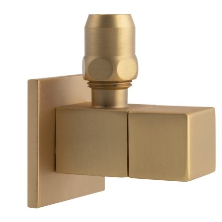 Valve d'angle avec rosette, carré, 1/2"x 3/8", tapis d'or