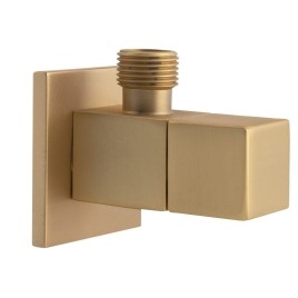Valve d'angle avec rosette, carré, 1/2"x 3/8", tapis d'or