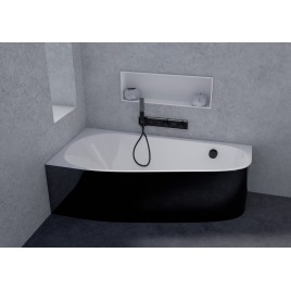 PROJEKTA L MONOLITH Corner Bath 156x77x60cm, blanc/noir