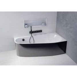 PROJEKTA R MONOLITH Corner Bath 156x77x60cm, blanc/noir
