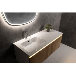 ARECA Cultured Marble Washbasin 110x50cm, gauche, blanc