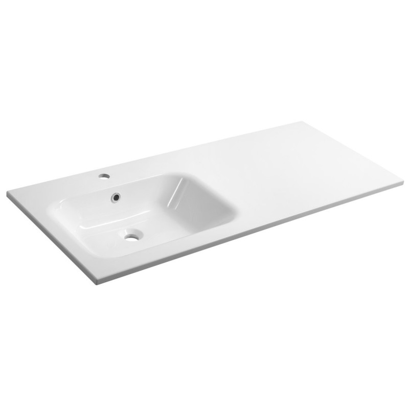 ARECA Cultured Marble Washbasin 121x51,5cm, gauche, blanc