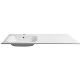 ARECA Cultured Marble Washbasin 121x51,5cm, gauche, blanc
