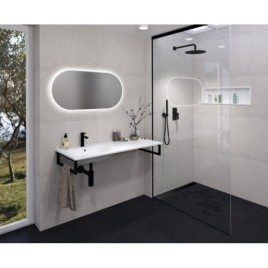 ARECA Cultured Marble Washbasin 121x51,5cm, gauche, blanc