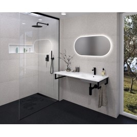 ARECA Cultured Marble Washbasin 121x51,5cm, droit, blanc