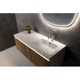 ARECA Cultured Marble Washbasin 121x51,5cm, droit, blanc