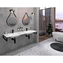 ARECA Cultured Marble Double Washbasin 161x51,5cm, blanc