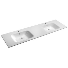 ARECA Cultured Marble Double Washbasin 181x51,5cm, blanc