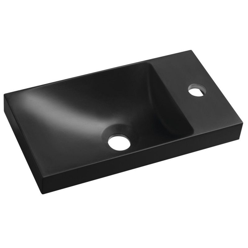 AGOS Lavabo de marbre cultivé sans débordement 40x22 cm, gauche/droite, noir mat