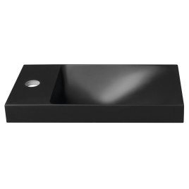 AGOS Lavabo de marbre cultivé sans débordement 40x22 cm, gauche/droite, noir mat