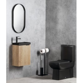 AGOS Lavabo de marbre cultivé sans débordement 40x22 cm, gauche/droite, noir mat