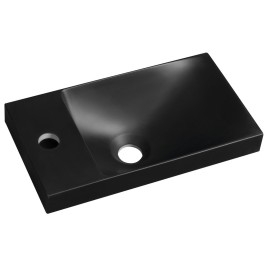 AGOS Lavabo de marbre cultivé sans débordement 40x22 cm, gauche/droite, noir mat