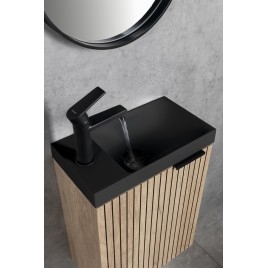 AGOS Lavabo de marbre cultivé sans débordement 40x22 cm, gauche/droite, noir mat
