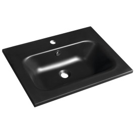 SIDRA Lavabo de marbre cultivé 61x46cm, noir mat