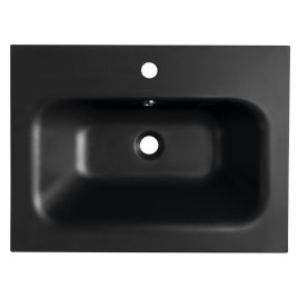 SIDRA Lavabo de marbre cultivé 61x46cm, noir mat