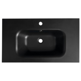 SIDRA Lavabo de marbre cultivé 81x46cm, noir mat