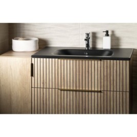 SIDRA Lavabo de marbre cultivé 81x46cm, noir mat