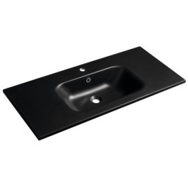 SIDRA Lavabo de marbre cultivé 101x46cm, noir mat