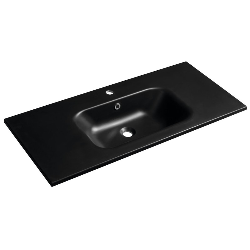 SIDRA Lavabo de marbre cultivé 101x46cm, noir mat