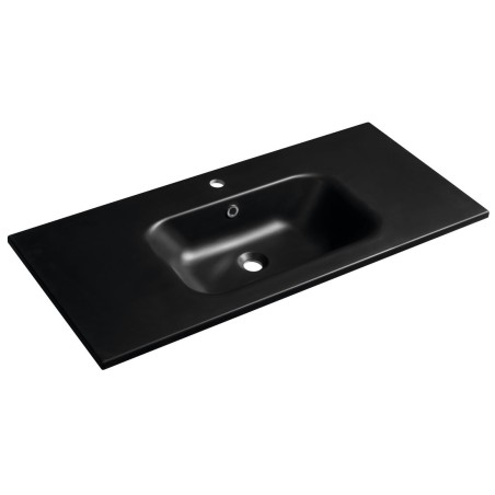 SIDRA Lavabo de marbre cultivé 101x46cm, noir mat