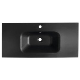 SIDRA Lavabo de marbre cultivé 101x46cm, noir mat