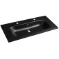 SIDRA Lave-vaisselle en marbre de culture 101x46cm, 2 trous de robinet, noir mat