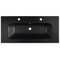 SIDRA Lave-vaisselle en marbre de culture 101x46cm, 2 trous de robinet, noir mat