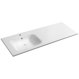 ARECA Cultured Marble Washbasin 141x51,5cm, gauche, blanc