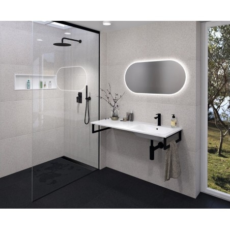 ARECA Cultured Marble Washbasin 141x51,5cm, droit, blanc