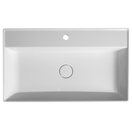 Lavabo TWIG comprenant couvercle de vidange 80x47cm, marbre cultivé, blanc