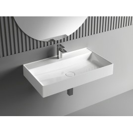 Lavabo TWIG comprenant couvercle de vidange 80x47cm, marbre cultivé, blanc